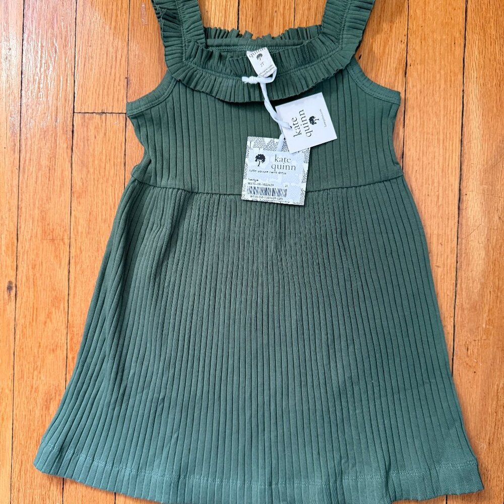 Kate Quinn NWT ruffle square neck dress in color hedge, size 2T